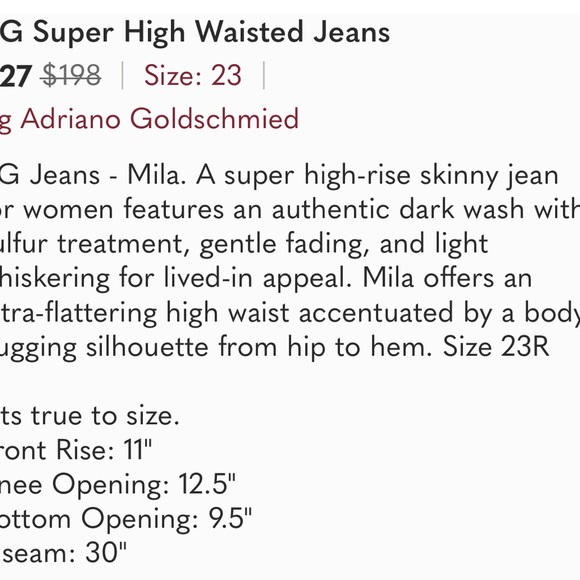 🎉 HP 🎉 AG Super High Waisted (Mila) Jeans - Picture 2 of 7